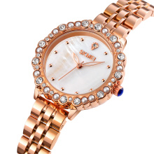 SKMEI 1799 aço inoxidável feminino relógio de pulso de quartzo de diamante relógios de pulso